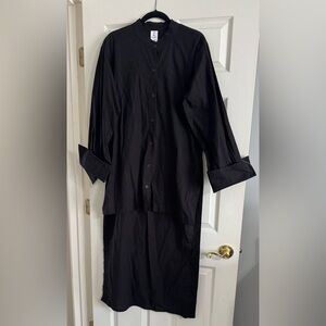 Black and a White Button-Up Long Hi-Low Shirt